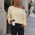 thumbnail image 4 of NominalSnug Cropped Sweatshirts for Women off Shoulder Long Sleeve Crop Top Fall Pullover Tops, 4 of 8
