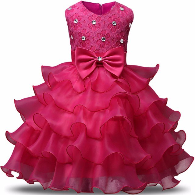AAMILIFE Robe Princesse en Dentelle à Fleurs pour Filles Vêtements Mariage Soirée Robe en Tulle Smash Robes pour Enfants
