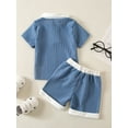 thumbnail image 3 of Franhais Baby Boy Suit, Short Sleeve Lapel Neck Patchwork Tops Short Pants Casual Party Summer Suit, 3 of 9
