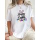 thumbnail image 1 of Women'S Easter Bunny Graphic T-Shirt, Crew Neck, Casual Short Sleeve Tee with Cartoon Pattern, for Spring/Fall, 1 of 7
