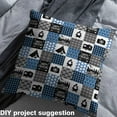 thumbnail image 2 of jejeloiu Happy Camping Fabric by the Yard 1 Yard,Patchwork Geometric Plaid Home Decor Fabric by the Yard,Blue Gray Black Sewing Fabric For Teens,Ultra Soft Home Decor, 2 of 6