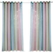 Double Hollow Star Curtains Double Layer Star Curtains For Kids Girls Bedroom Colorful Children's Room With Voile Children'S Curtains Blackout Curtains