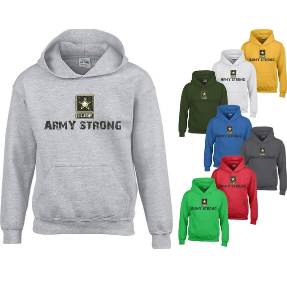 Army Strong Star Logo Unisex Outfit Hoodie USA Military Forces Color Sport Gray 3X-Large