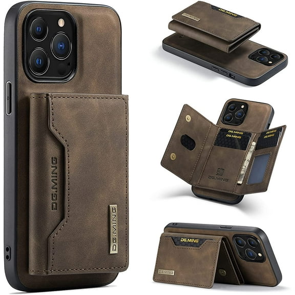 2 in 1 Detachable Back Cover Compatible with iPhone 13 Pro Max Wallet Case with Card Holder Leather Pocket Slim Phone Cases 6.7'' (Coffee)