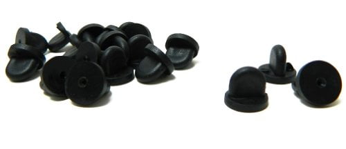 Black PVC Rubber Pin Backs Lapel Hat Pack of 50