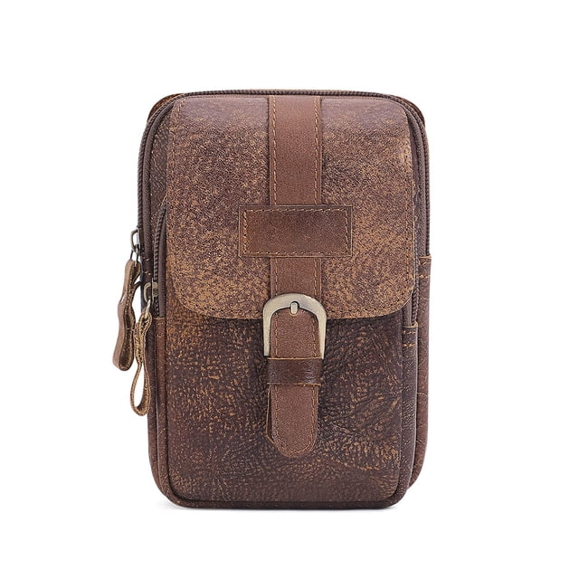 Riñonera Apuakthei de piel para hombre, bolso para teléfono móvil con cartera, riñonera con trabilla para cinturón, riñonera pequeña vintage, funda vertical para teléfono móvil, cartera