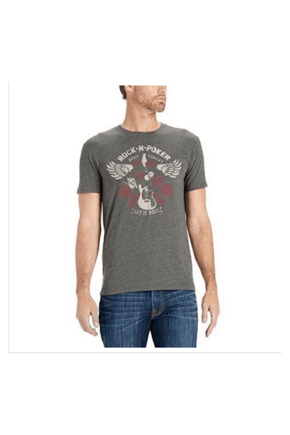 Men's 'Rock n Poker' Crewneck T-Shirt, Grey, 2XL