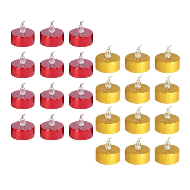 24x Velas Tealights LED Pequeñas Oro Blanco Cálido Y Rojo Blanco Cálido Blanco Cálido Dorado y Rojo Blanco Cálido