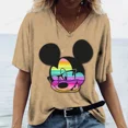 thumbnail image 3 of Camisetas de manga corta con cuello en V y estampado 3D de Mickey Mouse de Disney, camisetas de gran tamaño para mujer, camisetas de moda para mujer, camisetas de verano Y2k para mujer, 3 of 5