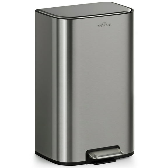 mVm 10.6 Gal Kitchen Trash Can, Step Trash Can with Lid, Smooth Edge Garbage Bin for Home Office (Gray)