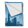 thumbnail image 2 of Nebraska Soft Flannel Fleece Blanket, Lincoln City Skyline Silhouette Illustration in Blue Metropolis Buildings, Cozy Plush for Indoor and Outdoor Use, 50" x 70", Blue and Ceil Blue, by Ambesonne, 2 of 5