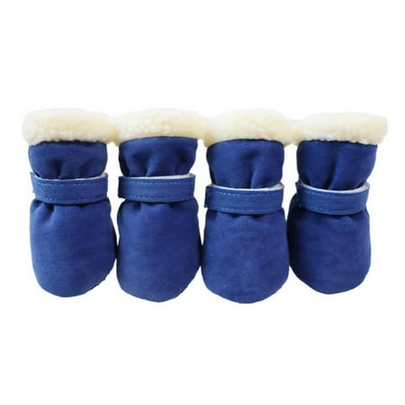 Warm Dog Snow Boots Waterproof Suede Puppy Cat Boots Non-Slip Pet Winter Shoes4Pack