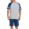 thumbnail image 5 of Ekouaer Mens Pajama Short Sets Short Sleeve Crewneck Pajama Lounge Set Raglan Sleepwear, 5 of 6