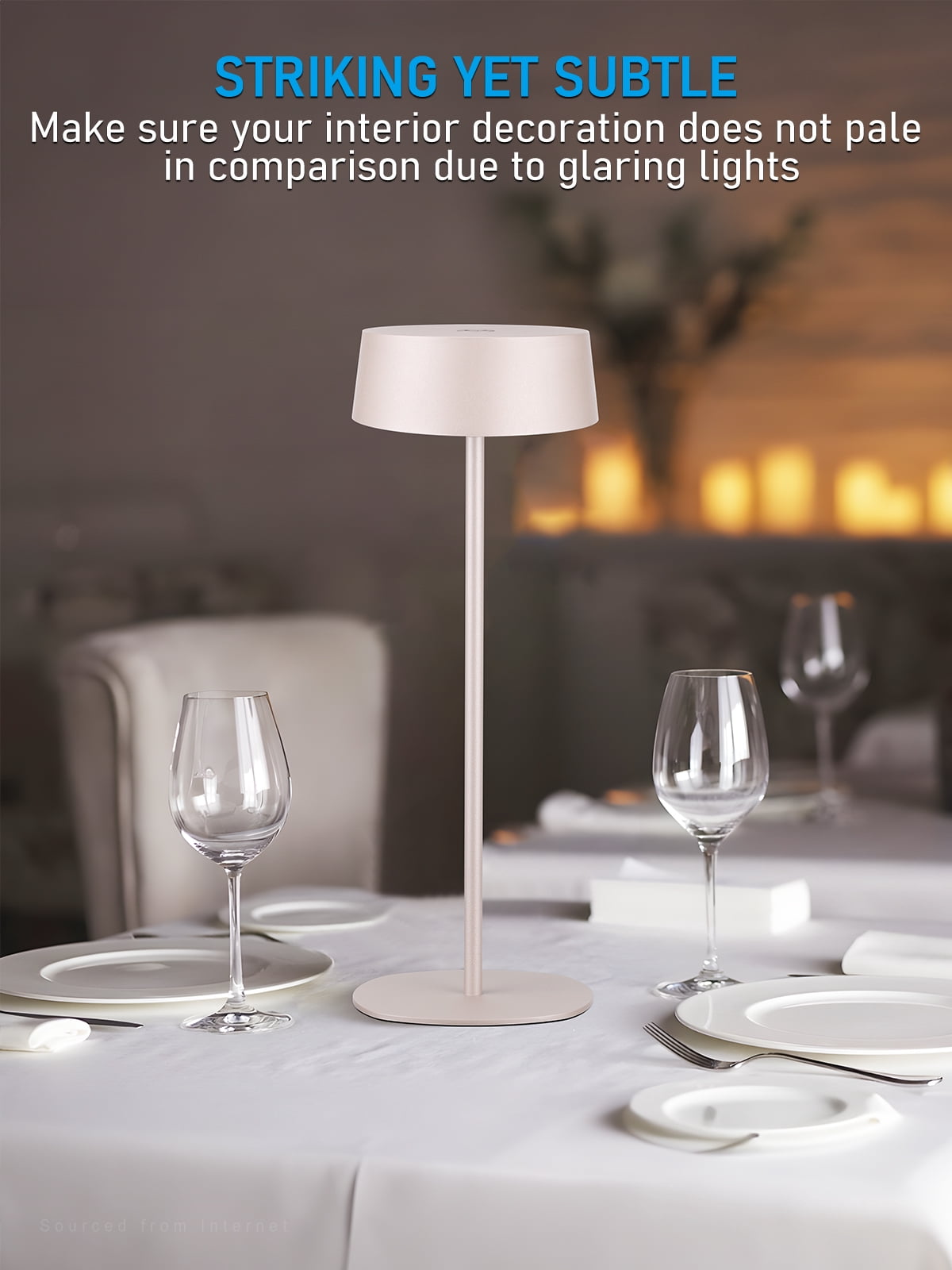 2 Pack Cordless LED Table Lamp, Aluminum Portable Rechargeable Desk Lamp, Dimmable Touch Lamps for Bedroom Living Room Restaurant Patio, Beige