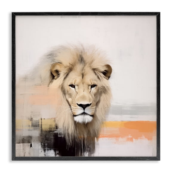 Stupell Industries Modern Abstract Lion Portrait Black Framed Giclee Art, 24 x 24, by Irena Orlov