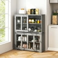 thumbnail image 4 of Costway 2-Door Stackable Buffet Sideboard Set of 2 with Sliding Tempered Glass Doors Grey, 4 of 8