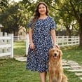 thumbnail image 3 of GRACE & GRANDEUR Women's Plus Size Dresses Tiered Polka Dots Short Sleeves Babydoll Midi Dresses 2X Dark Blue, 3 of 8