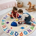thumbnail image 3 of Washable Alphabet ABC Round Rug 3.14ft, Kids Astronaut Space Circle Carpet, Soft Non-Slip Educational Area Rug for Classroom, Playroom & Kids Room Decor, Blue, 3 of 11