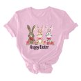 thumbnail image 4 of Xihbxyly Easter Shirts for Women Funny Bunny T-Shirt Loose Plus Size Short Sleeves Graphic Tee Tops Easter Egg Holiday Shirt Round Neck Top, 4 of 5