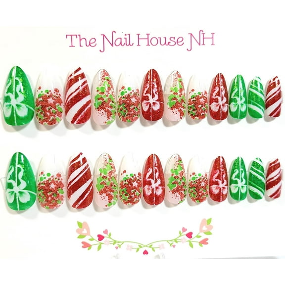 That's A Christmas Wrap Almond Press On Nails - 24 Pieces - Artificial Nail Kit - Christmas Press On Nails