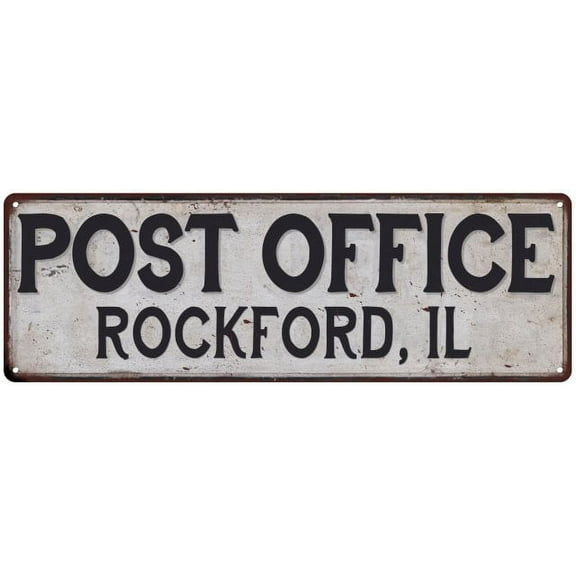 Rockford, Il Post Office Metal Sign Vintage 6x18 106180011165