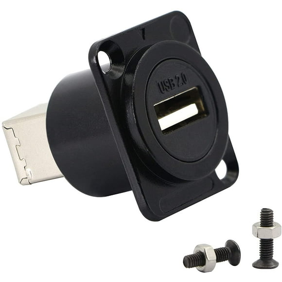 QIANRENON Panel Mount USB A to USB B Printer Scanner Adapter Extender Panel Mounting Socket USB A-Female to B-Female
