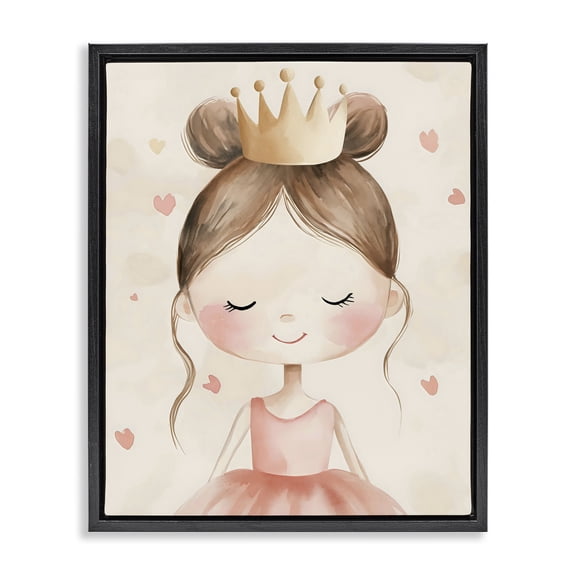 Stupell Industries Cottage Pink Ballerina in Crown Black Floating Frame Canvas Art, 17 x 21, by Creative Studio