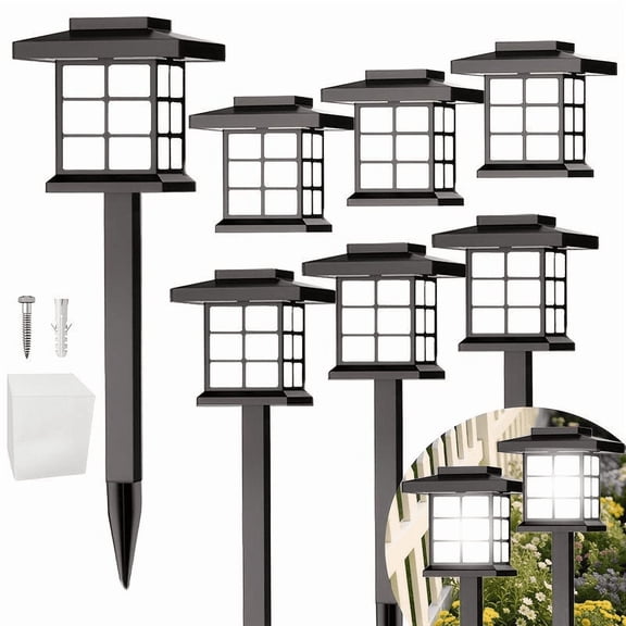 6-piece Outdoor White Light Solar-Powered Landscape Garden Lights, Outdoor Solar Lights, IP44 Waterproof, Suitable for Pathways and Courtyards, Lighting Decoration, Adds Ambiance for Holidays