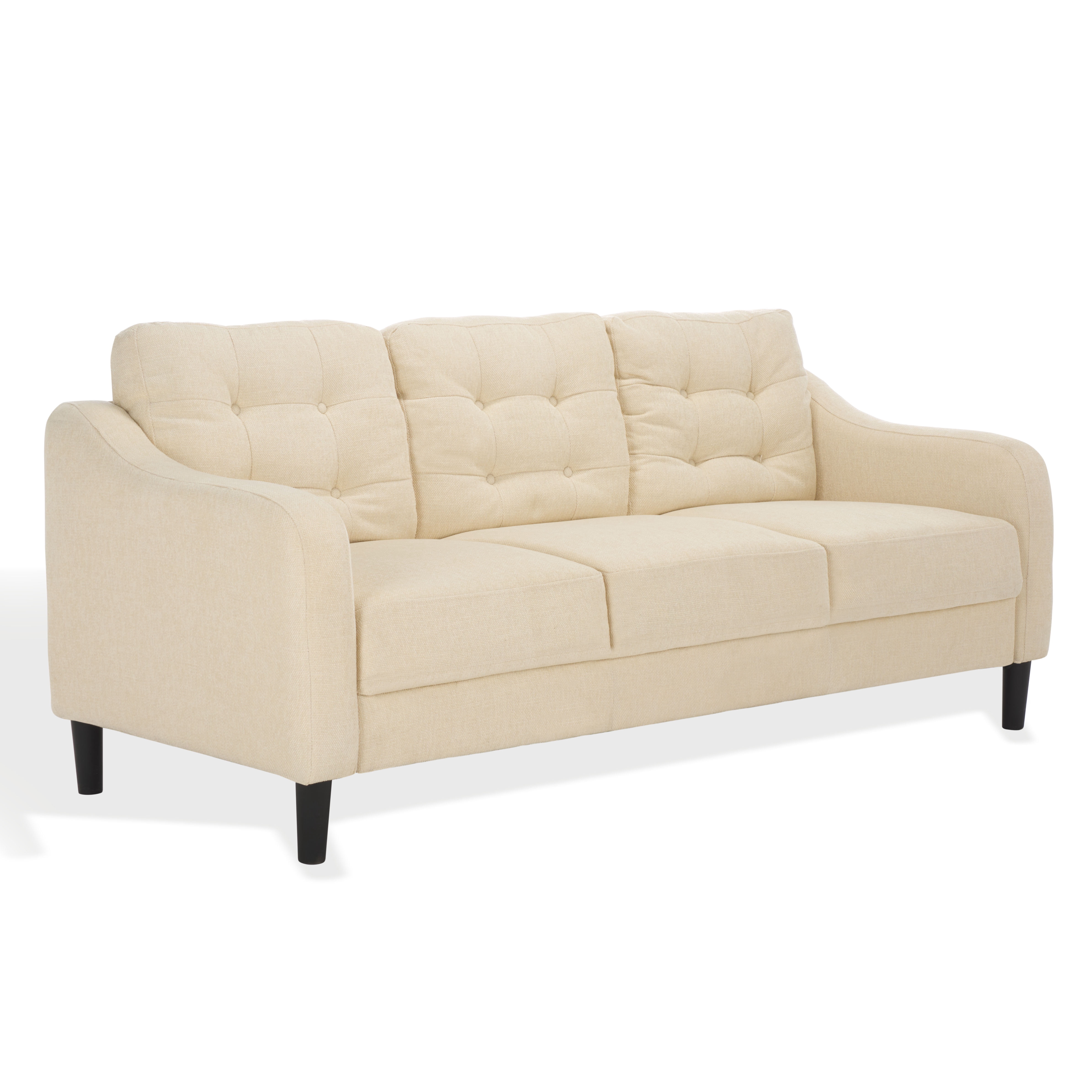 Safavieh Nathaniel Traditional Tufted Back 3 Seater Sofa, Cream