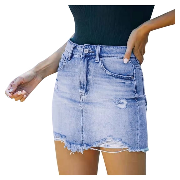 Women High Waist Casual A-Line Denim Short Jean Skirt Club Basic Leisure Dailywear