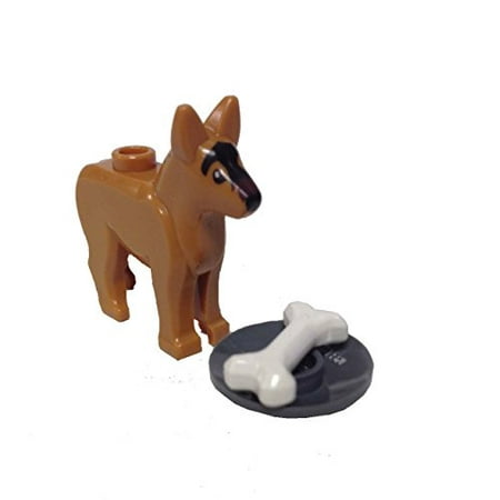 - Brick Building Sets Original LEGO® Parts: Dog Alsatian German Shepherd with Dish and Bone #92586 (Medium Dark Flesh)