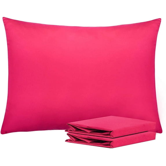 Standard Pillowcases Set of 2, 100% Brushed Microfiber, Soft and Cozy, Wrinkle, Fade, Stain Resistant with Envelope Closure, 20 x 26 Inches, Magenta