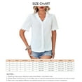 thumbnail image 6 of Women Summer Top Short Sleeve White Single Breasted V Neck Crochet Lace for Women Ladies White L, 6 of 6