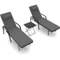 thumbnail image 4 of ALAULM Patio Chaise Lounge Sets Outdoor Armchair Recliner Rattan Adjustable Back 3 Pieces Cushioned Patio Folding Chaise Lounge with Folding Table, 4 of 8