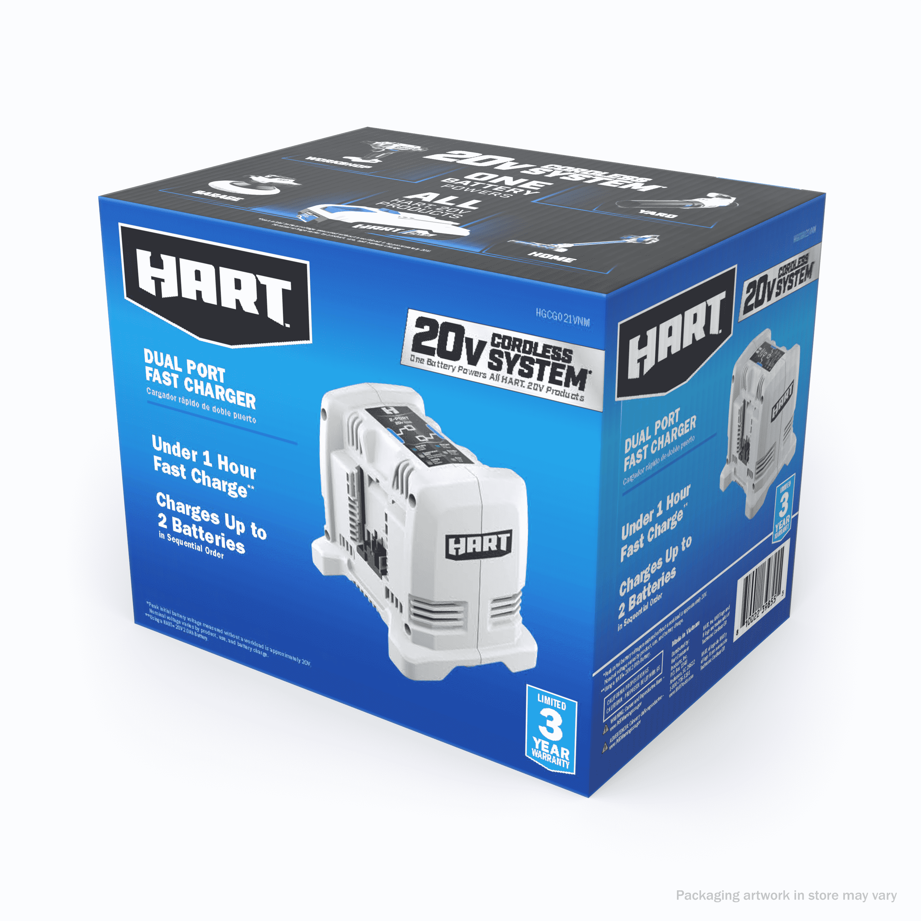 HART 20 Volt 3-Amp Dual Port Fast Charger (Batteries Not Included)
