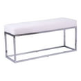 thumbnail image 3 of Heavenly Collection White Faux Leather Upholstered Bench with Chrome Metal Base – Modern Accent Bench for Entryway, Bedroom, or Living Room, 3 of 7