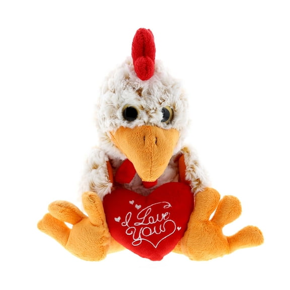 DolliBu Rooster Stuffed Animal with Red Heart Plush - Soft and Cuddly Chicken Plush Toy Gift for Valentine's Day, Anniversary, Birthday, or Romantic Date - 9 Inches