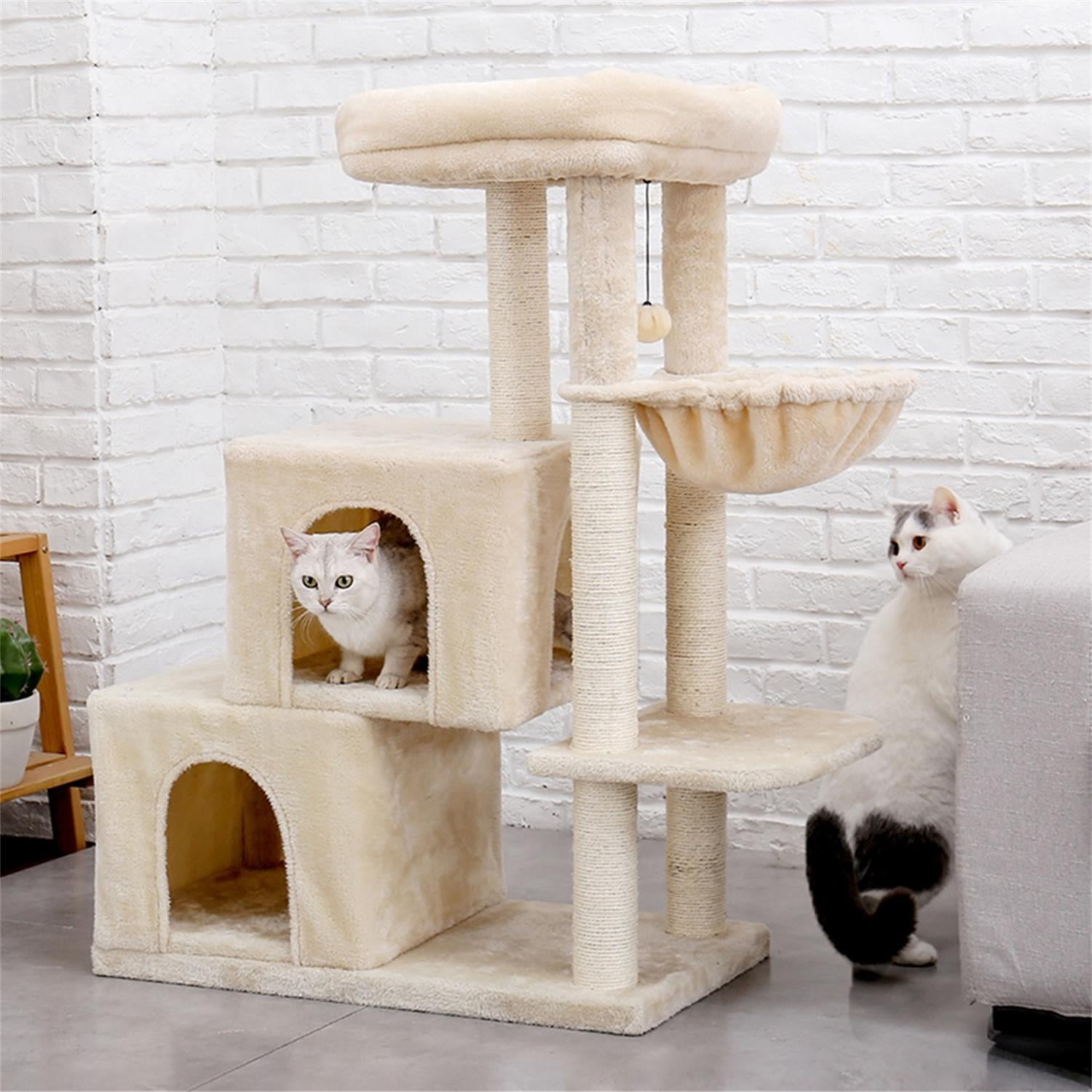 Pefilos 42" Modern Cat Tree Tower with Double Spacious Condos Perch, Sisal Scratching Post, Kittens Toys Activity Centre Cat Tree House, Beige Pefilos 42" Modern Cat Tree Tower with Double Spacious Condos Perch, Sisal Scratching Post, Kittens Toys Activity Centre Cat Tree House, Beige