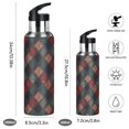 thumbnail image 2 of Yayeee 20oz Insulated Water Bottle Double Wall Stainless Steel with Flip Straw Lid, Red Tartan Pattern, 2 of 7