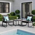 thumbnail image 3 of JORVIMAX Patio Conversation Set Outdoor Furniture Set Porch Bistro Set Rocking Chairs With Coffee Table Black, 3 of 7