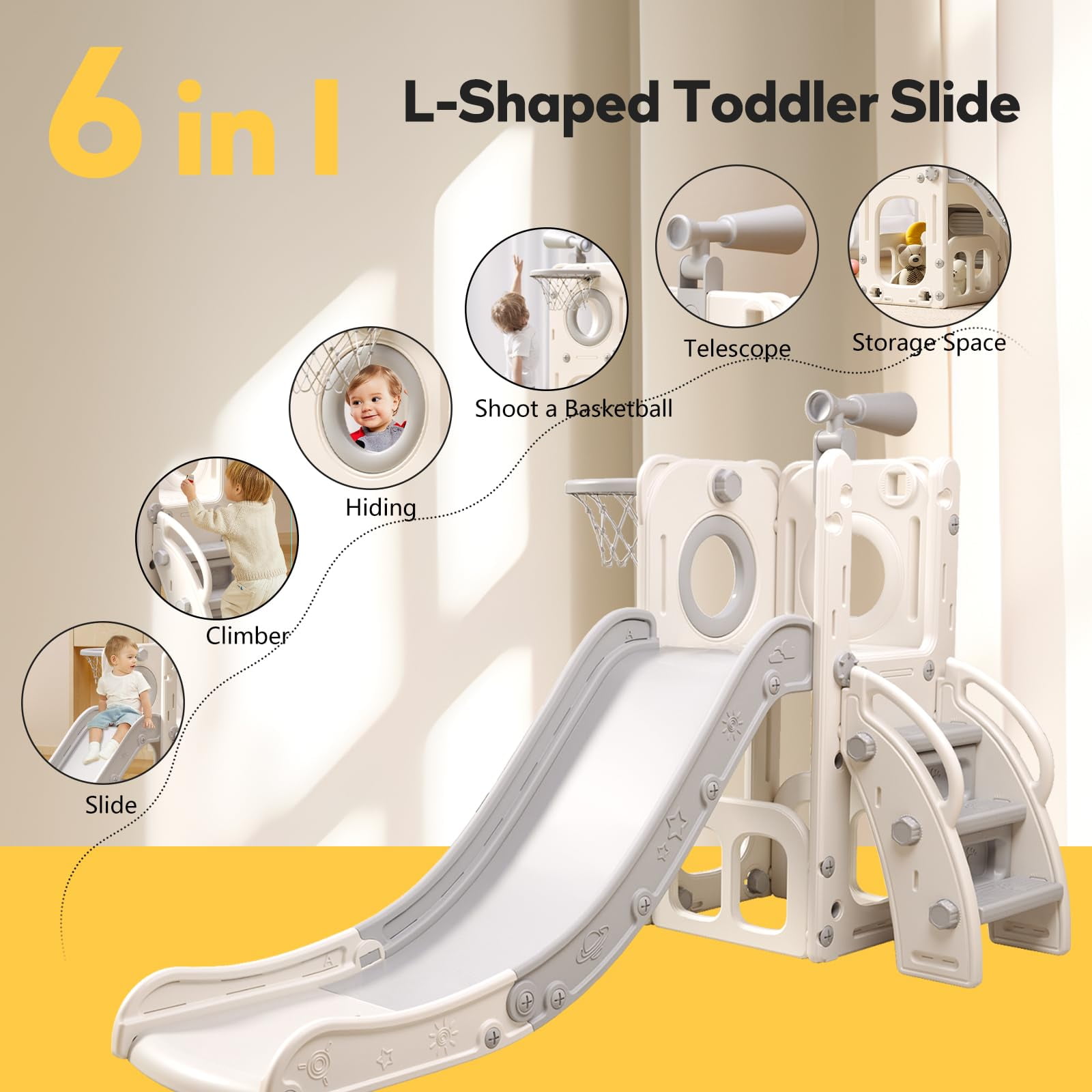 Heyday 6 in 1 Toddler Slide,Climbing Slide for Kids Baby Slide Toy for Toddlers Aged 13  (图5)