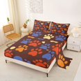 thumbnail image 2 of Homewish Vintage Paw Print Queen Sheets,Brown Queen Sheet Sets,4pcs,1 Flat Sheet, 1 Fitted Sheet and 2 Pillowcases, 2 of 6