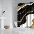 thumbnail image 2 of Black White Gold Marble Pattern Shower Curtain 72"x84" ,Bathroom Decorative Shower Curtains Set with 12 Hooks,Modern Waterproof Washable Shower Curtain, 2 of 6