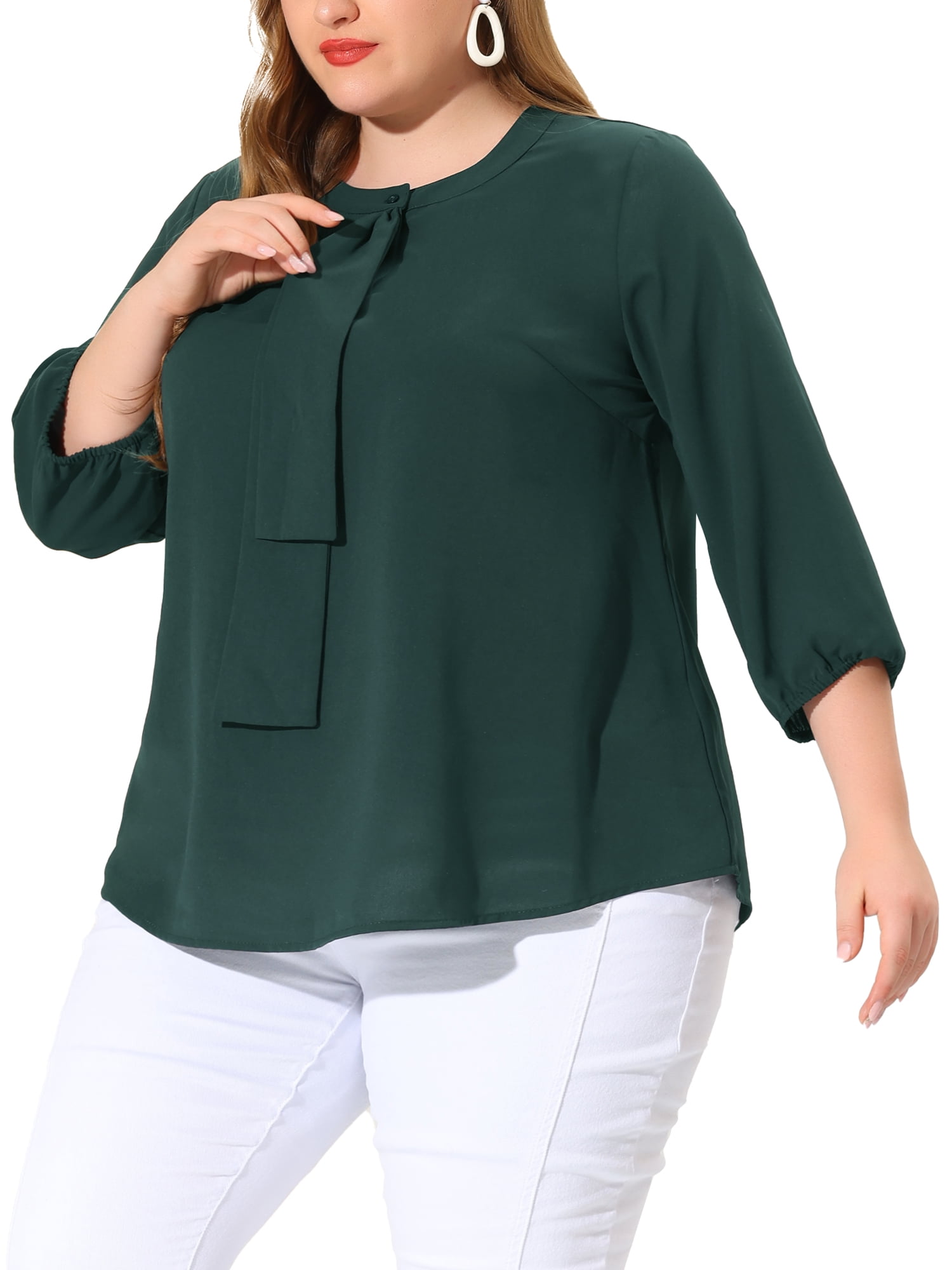 ruffle neck blouse plus size