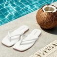 thumbnail image 2 of Womens Square Flip Flops, Patent Leather Flat Sandals with Memory Foam Insole, Non-Slip Lightweight Minimalist Open Toe Summer Vacation Dressy Beach Essentials Slippers, 2 of 7
