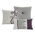thumbnail image 4 of 7-Piece Desiree Comforter Set Bedding|Scroll Damask Floral Embroidery Pleated|Purple Gray Silver|King Size, 4 of 5