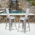 thumbnail image 3 of Emma + Oliver Commercial Grade 24"H Silver Metal Indoor-Outdoor Counter Height Stool w/ Back, 3 of 13