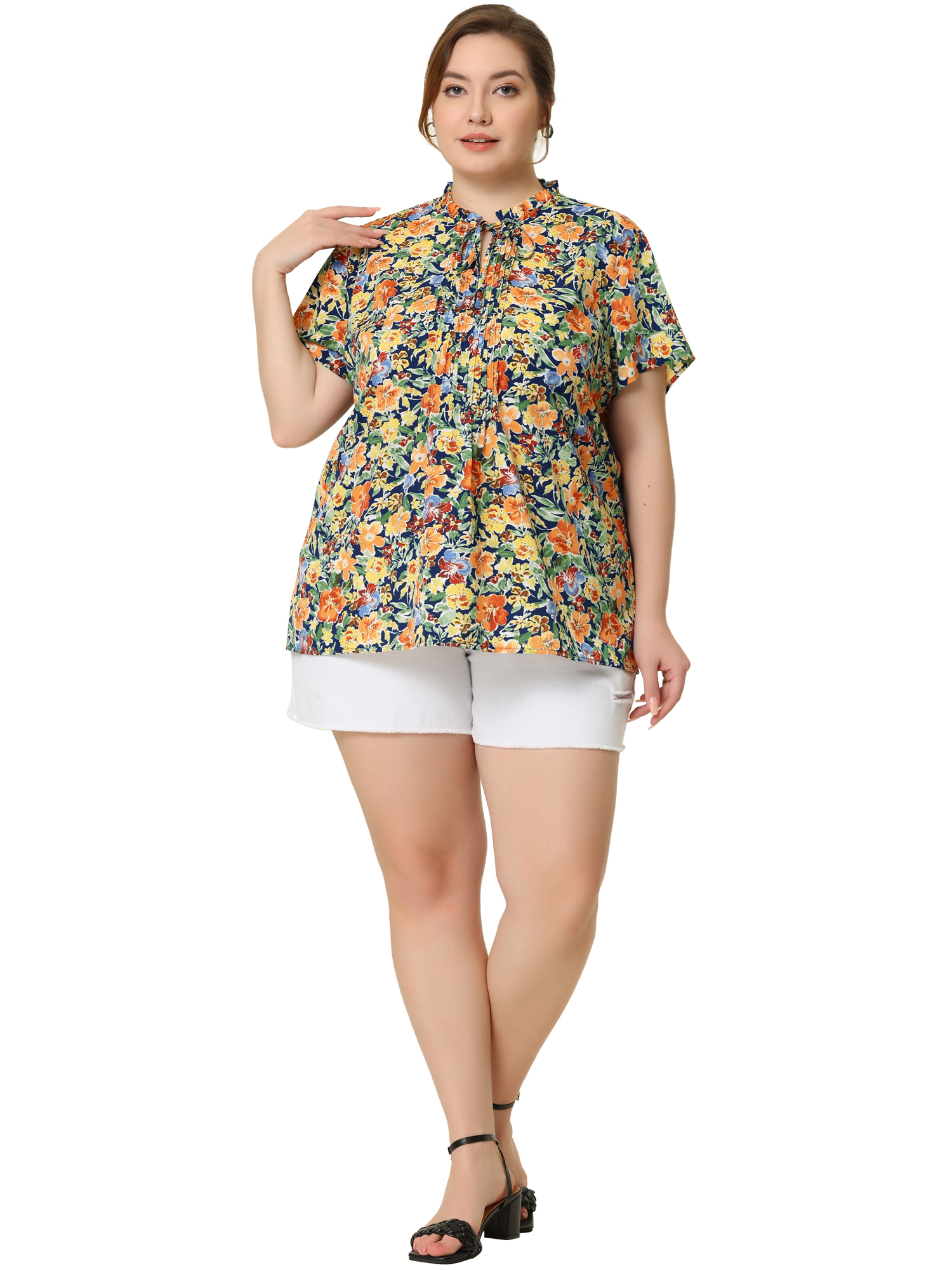plus size frilly blouses