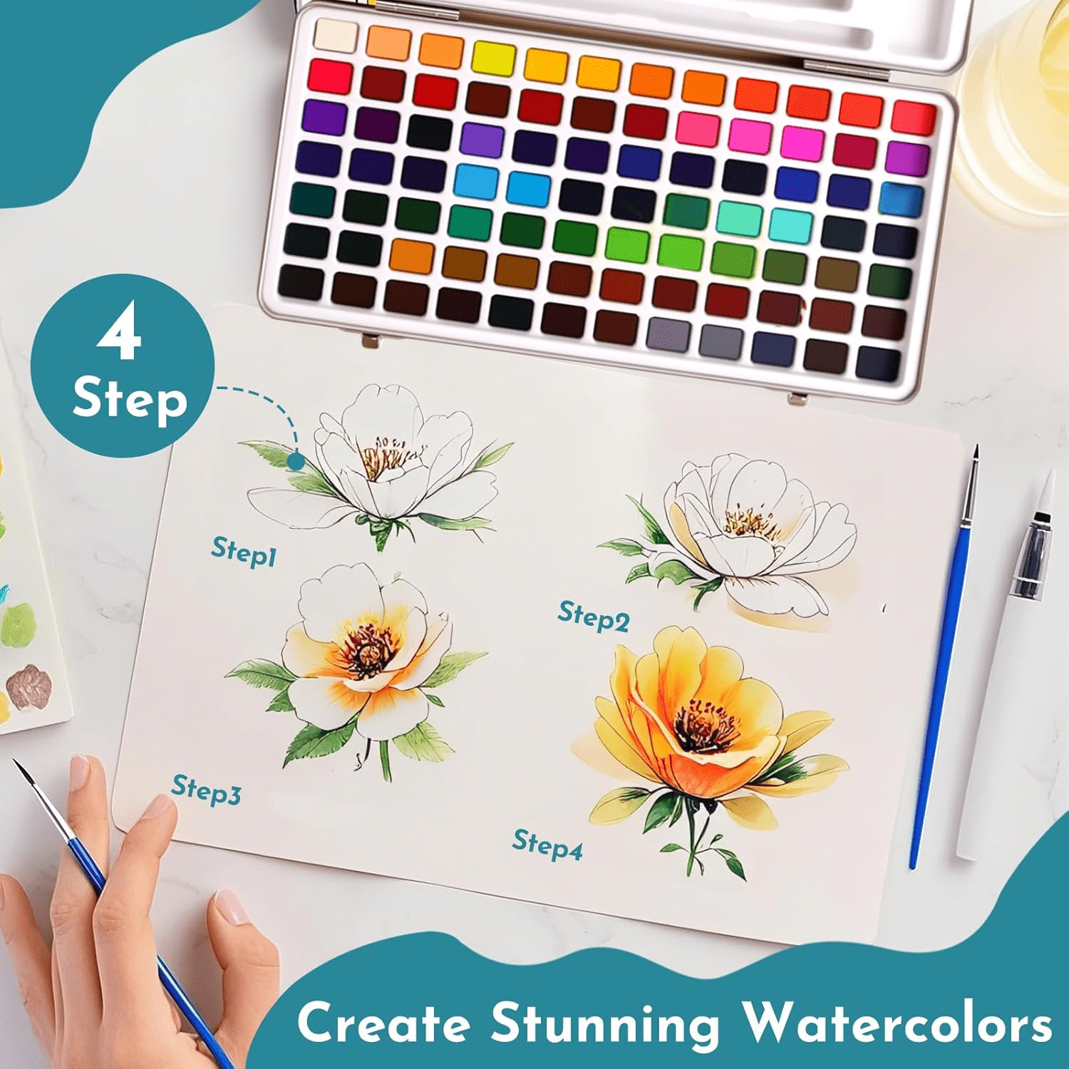 Watercolor Paint Set 128 Colors, Water Colors Paint Adult Set with&nbsp; Brushes - Watercolor Paints, Painting Sets, Art Supplies for Adults, Artists Professionals,Sketch Coloring Drawing Gifts