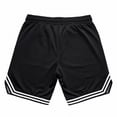 thumbnail image 4 of vdgthytj Mens Basketball Shorts Breathable Quick Dry Drawstring Waist Striped Running Athletic Shorts with Zip Pockets, 4 of 5
